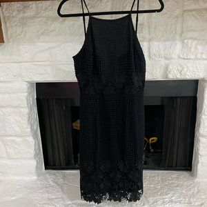 Black dress with floral knit pattern
